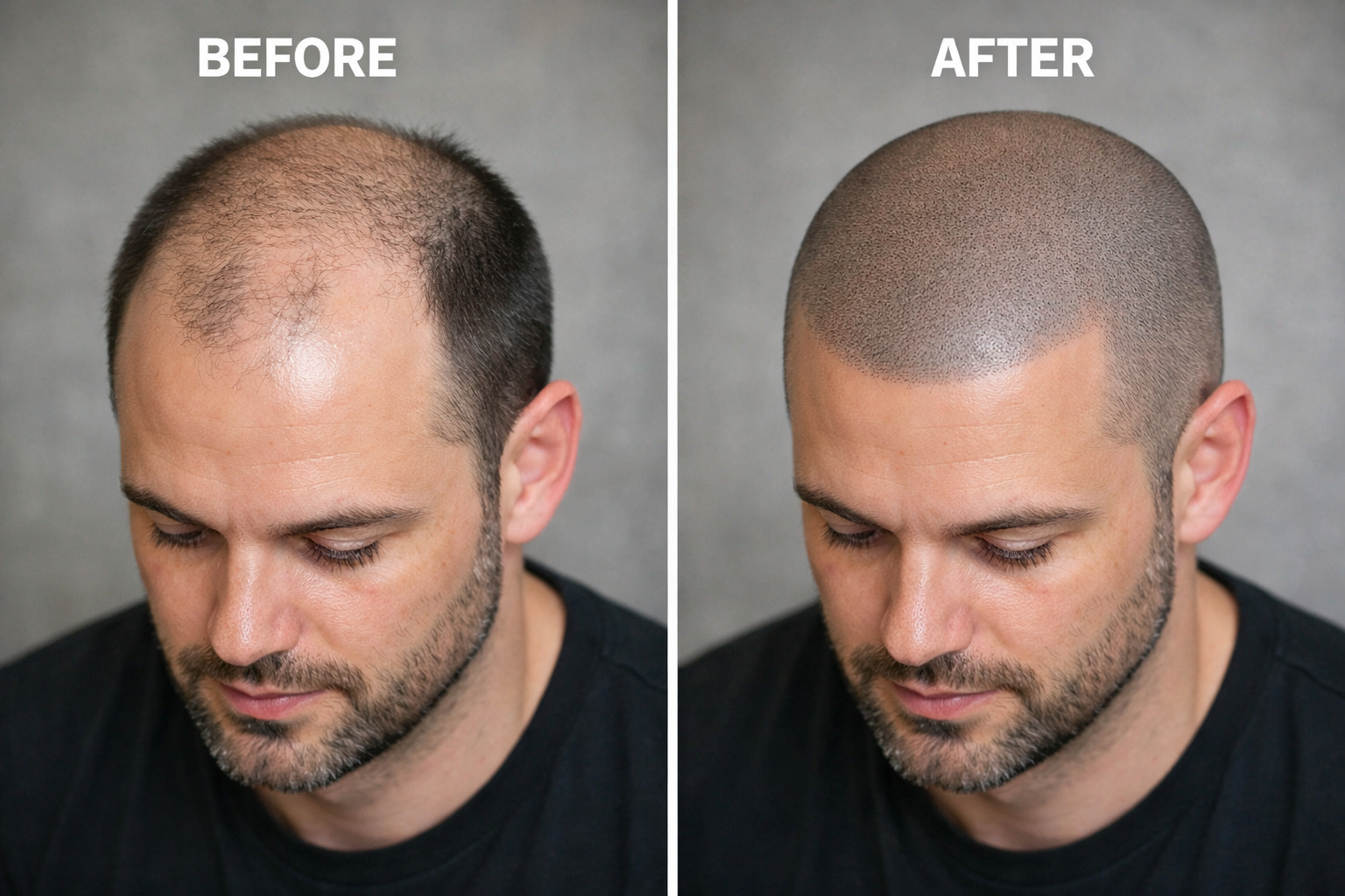 Scalp micropigmentation SMP treatment before and after at NMC SMP Duleek