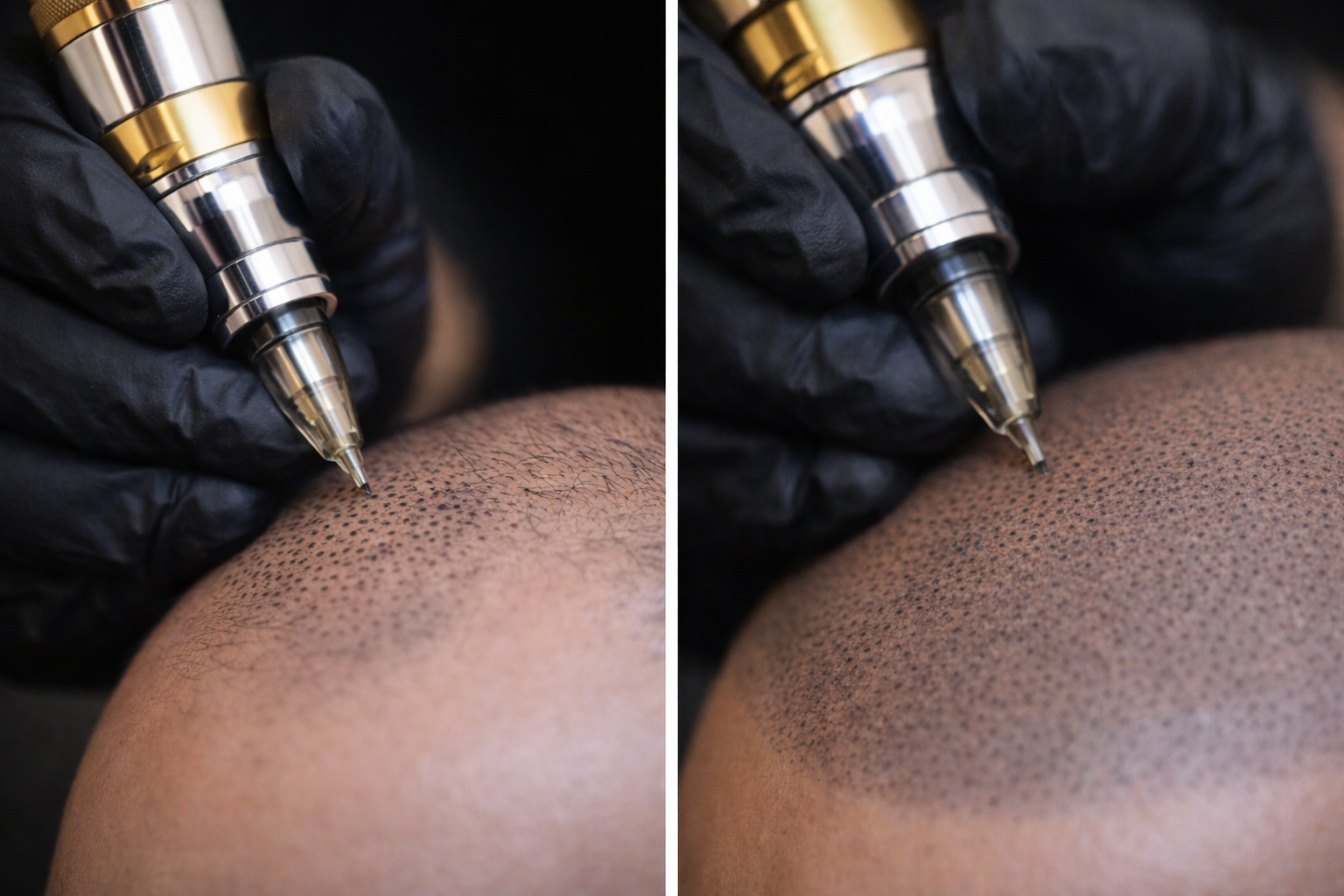 Scalp micropigmentation treatment in progress close up NMC SMP Duleek