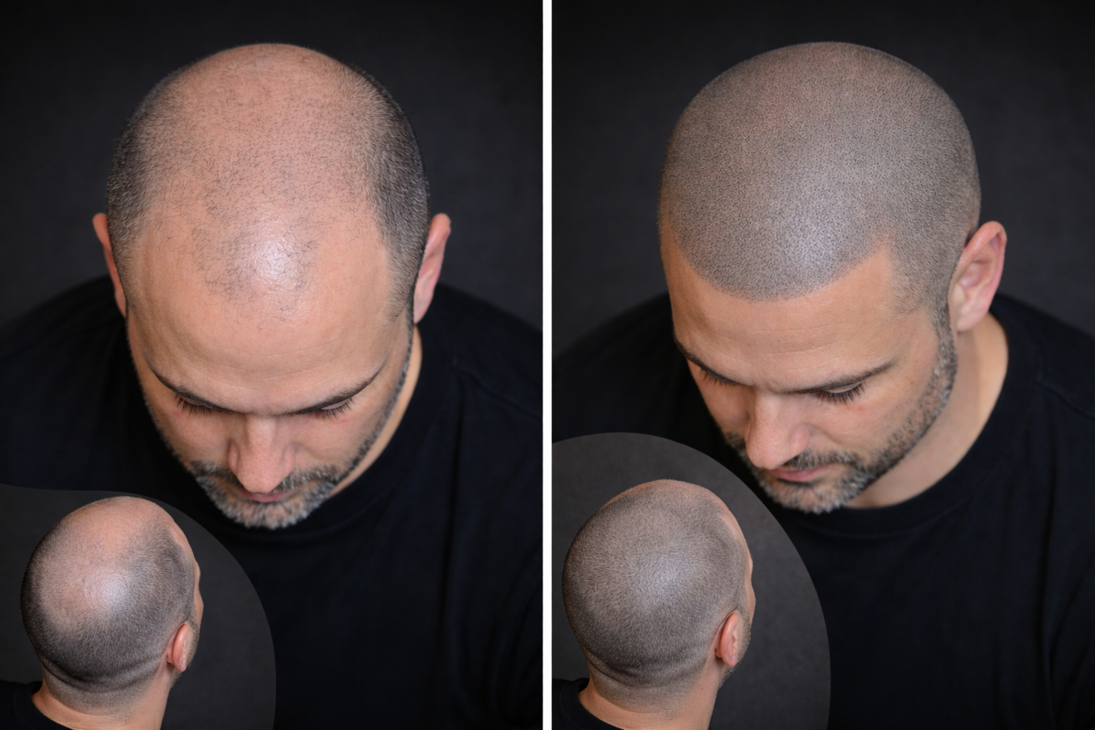 Hair density scalp micropigmentation before and after treatment for thinning hair NMC SMP